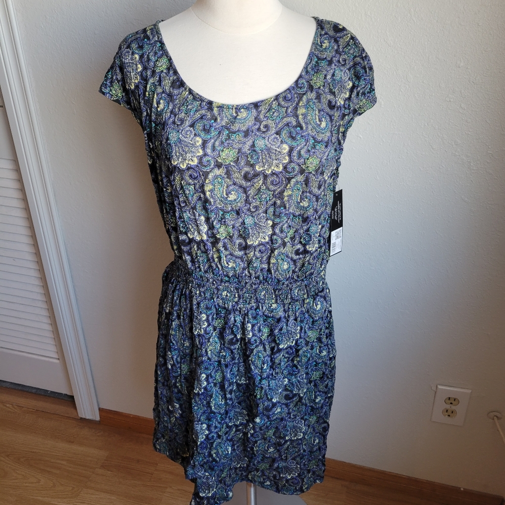 Daisy Fuentes Paisley Crinkle Dress New